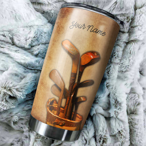 Vintage golf clubs custom name Golf Stainless Steel Tumbler Cup - personalized golf gifts NQS3425