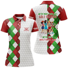 Load image into Gallery viewer, Christmas plaid pattern Women golf polo shirt custom were more than golf friends we're like small gang NQS6797