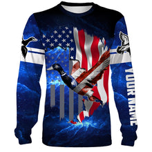 Load image into Gallery viewer, Duck hunting American flag patriotic 3d galaxy camo shirts- Personalized Hunting gift NQSD19