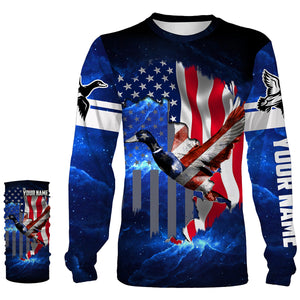 Duck hunting American flag patriotic 3d galaxy camo shirts- Personalized Hunting gift NQSD19