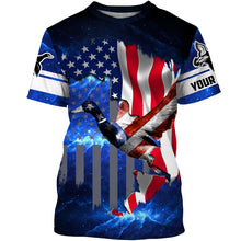 Load image into Gallery viewer, Duck hunting American flag patriotic 3d galaxy camo shirts- Personalized Hunting gift NQSD19