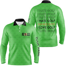 Load image into Gallery viewer, Funny Men golf polo shirts I hate golf nice shot I love golf custom green pattern golf polo shirts NQS7246