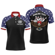 Load image into Gallery viewer, American flag patriot vintage bowling polo shirts custom name and team name bowling team shirts jersey NQS4866