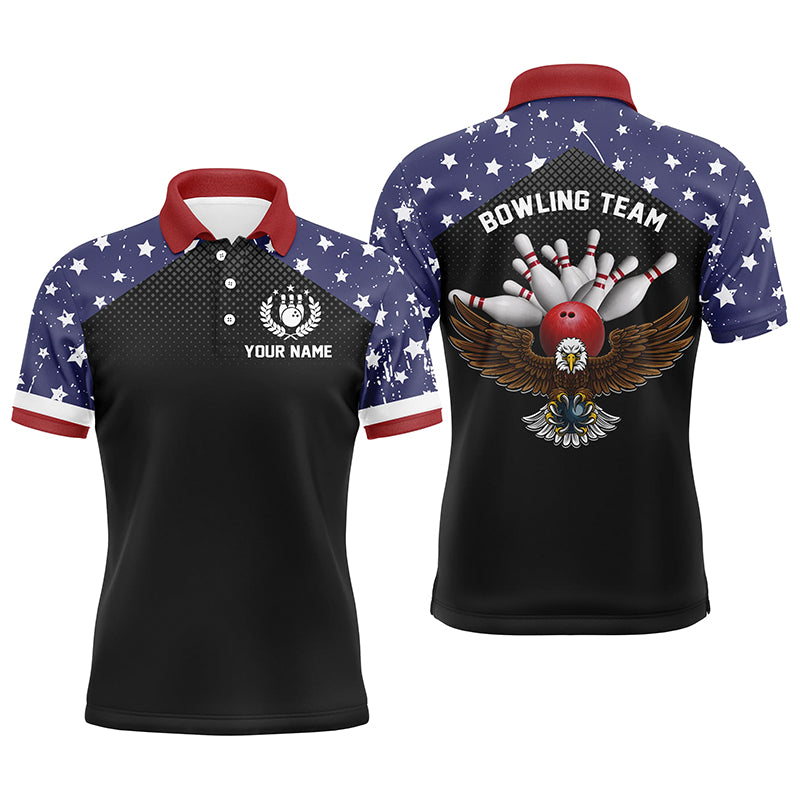 American flag patriot vintage bowling polo shirts custom name and team name bowling team shirts jersey NQS4866