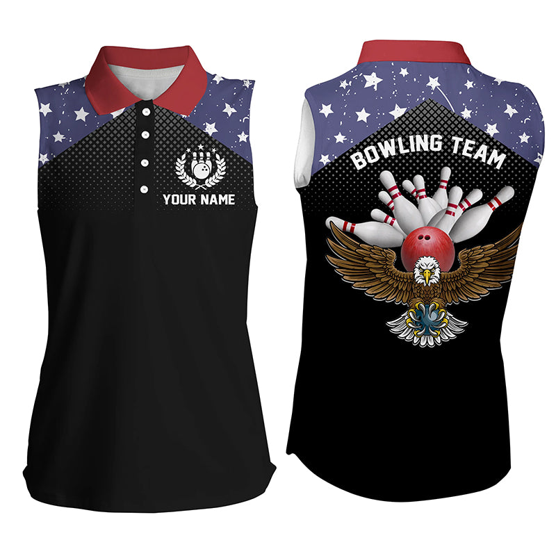 Custom sleeveless bowling shirt for women – personalized team jersey front view