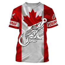 Load image into Gallery viewer, Canada Musky Fishing tattoo Custom long sleeve performance fishing shirts, Muskie fishing jerseys NQS3435