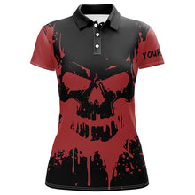 Load image into Gallery viewer, Black and red skull golf shirts custom Womens golf polo shirt, gifts for golf lovers NQS6543