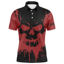 Load image into Gallery viewer, Black and red skull golf shirts custom Mens golf polo shirt, gifts for golf lovers NQS6543