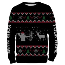 Load image into Gallery viewer, Funny Ugly Sweater pattern Bow Hunter Deer Hunting Customized name All over print Shirts, christmas shirt ideas for hunter - NQS2469