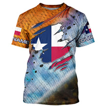 Load image into Gallery viewer, Texas slam redfish trout flounder scales Texas flag Custom patriotic fishing long sleeve shirts NQS6813