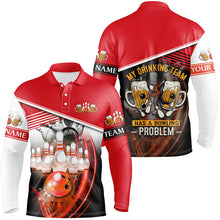Load image into Gallery viewer, Mens polo bowling shirts Custom My drinking team has a bowling problem team league jerseys | Red NQS7016
