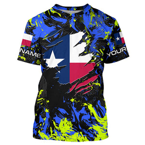 Blue green camo Texas flag patriot shirt Custom sun protection fishing long sleeve shirts NQS7264