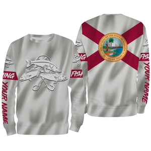 Inshore Slam Snook, Redfish,Trout fishing Florida State Flag 3D All Over print shirts saltwater personalized fishing apparel for Adult and kid NQS438