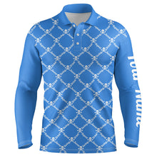 Load image into Gallery viewer, Mens golf polo shirt swing swear drink repeat golf skull custom name golf wear for mens | Blue NQS4885