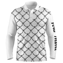 Load image into Gallery viewer, Mens golf polo shirt swing swear drink repeat golf skull custom name golf wear for mens | White NQS4885