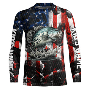 Crappie fishing black American flag Custom UV protection performance long sleeve fishing jerseys NQS7276