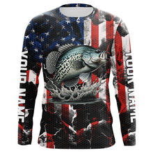 Load image into Gallery viewer, Crappie fishing black American flag Custom UV protection performance long sleeve fishing jerseys NQS7276