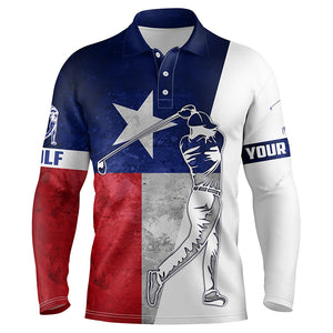 Texas flag Mens golf polos shirts custom name patriot golf gifts, golf shirts for men NQS5205