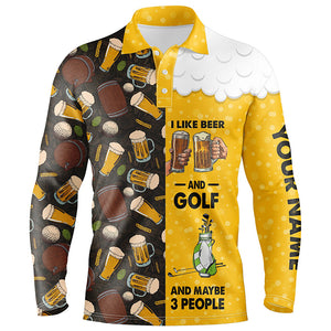 Funny golf beer pattern shirts custom mens golf shirt I like beer and golf and maybe 3 people NQS6823