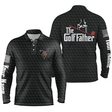 Load image into Gallery viewer, Black golf ball pattern Mens golf polos shirts custom name The golf father, best golf gifts for men NQS4519