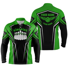 Load image into Gallery viewer, Bowling shirts for men custom name and team name King Pins bowling jerseys, Bowling team shirts | Green NQS4522