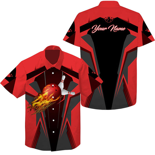 Custom Hawaiian bowling shirt for men – personalized team jersey front view