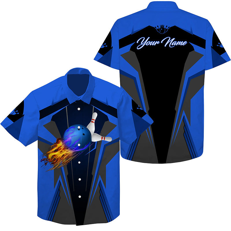 Custom Hawaiian bowling shirt for men – personalized team jersey front view