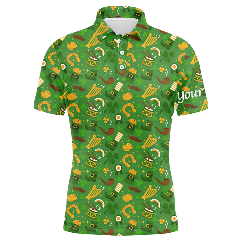 Mens golf polo shirts Saint Patrick's day green pattern golf shirts custom team golf polo for men NQS4724