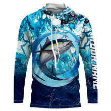 Load image into Gallery viewer, Tuna fishing blue water sea camo saltwater fishing Custom name UV protection performance fishing shirt NQS2622