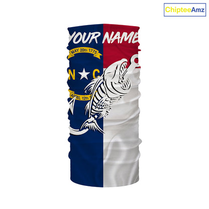 NC Fishing North Carolina Flag Fish hook skull Custom Name sun protection fishing shirts NQS3471