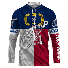 Load image into Gallery viewer, Trout fishing NC North Carolina flag custom name UV sun protection UPF 30+ performance fishing shirts NQS3609