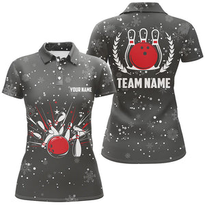 Womens Bowling Polo Shirts Custom Christmas retro bowling team Ladies Bowler Jerseys, bowling gifts NQS6592