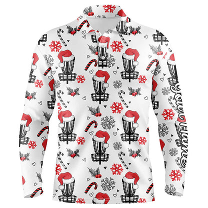 Funny Christmas Disc golf pattern shirts custom mens christmas Disc golf polo shirt, disc golf gifts NQS6855