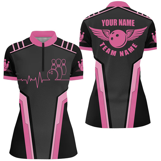 Custom bowling shirt for women – personalized team jersey front view