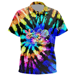 Kid golf polos shirts tie dye pattern custom peace love golf, personalized golf shirt for Kid NQS7037