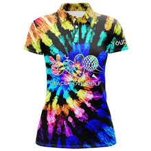 Load image into Gallery viewer, Womens golf polos shirts tie dye pattern custom peace love golf, personalized golf shirt for women NQS7037