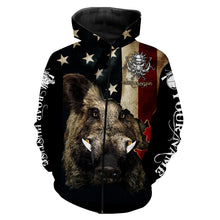 Load image into Gallery viewer, Boar hunting camo American flag patriotic Customize Name 3D All Over Printed Shirts NQS1436