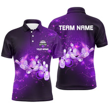 Load image into Gallery viewer, Mens Bowling Polo Shirts Custom Purple flashes of lightning thunder bowling team Mens Bowler Jerseys NQS7045