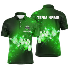 Load image into Gallery viewer, Mens Bowling Polo Shirts Custom Green flashes of lightning thunder bowling team Mens Bowler Jerseys NQS7046