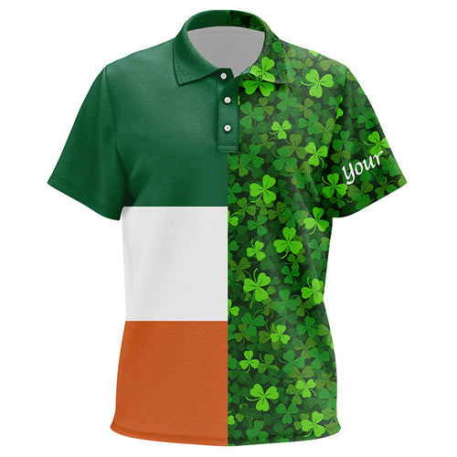 Kid golf polos shirts custom Green clover St Patrick's Day pattern Ireland flag polos shirts NQS7049