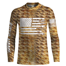 Load image into Gallery viewer, Redfish puppy drum Fishing American flag patriotic Customize Name long sleeves fishing shirts UPF 30+ NQS2220