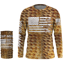 Load image into Gallery viewer, Redfish puppy drum Fishing American flag patriotic Customize Name long sleeves fishing shirts UPF 30+ NQS2220
