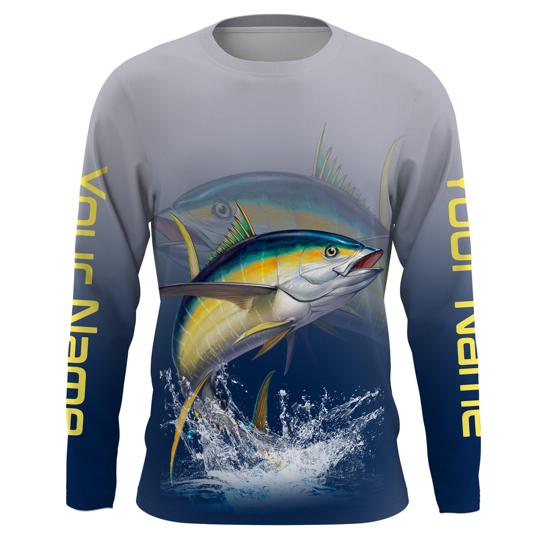 Tuna saltwater fishing personalized custom name performance long sleeve fishing shirts uv protection NQS3765