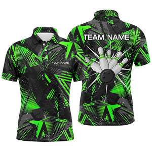 Black green camo Bowling Polo Shirt for Men, Personalized Bowling Team Shirts Jerseys NQS6871