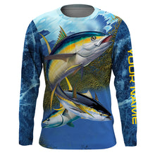 Load image into Gallery viewer, Tuna fishing blue deep sea Custom UPF fishing Shirts jersey, custom fishing shirts with hood NQS3216