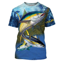 Load image into Gallery viewer, Tuna fishing blue deep sea Custom UPF fishing Shirts jersey, custom fishing shirts with hood NQS3216