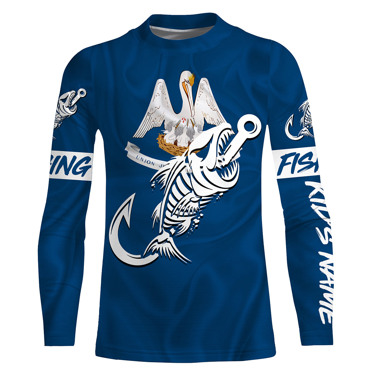 LA Fishing Custom Louisiana Flag Fish hook skull Custom sun protection fishing shirts for men, women NQS3317