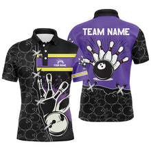 Load image into Gallery viewer, Bowling camo polo shirt for men Custom Team bowling league jerseys, gift for mens bowlers | Purple NQS7306