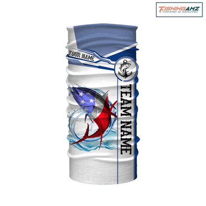 Tuna Fishing crew American Flag Customize name and team name performance Long Sleeve Fishing Shirts, Patriotic Fishing gifts NQS2383
