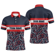 Load image into Gallery viewer, Mens polo bowling shirts Custom name red and blue vintage Bowling Team Bowlers Jerseys NQS5274